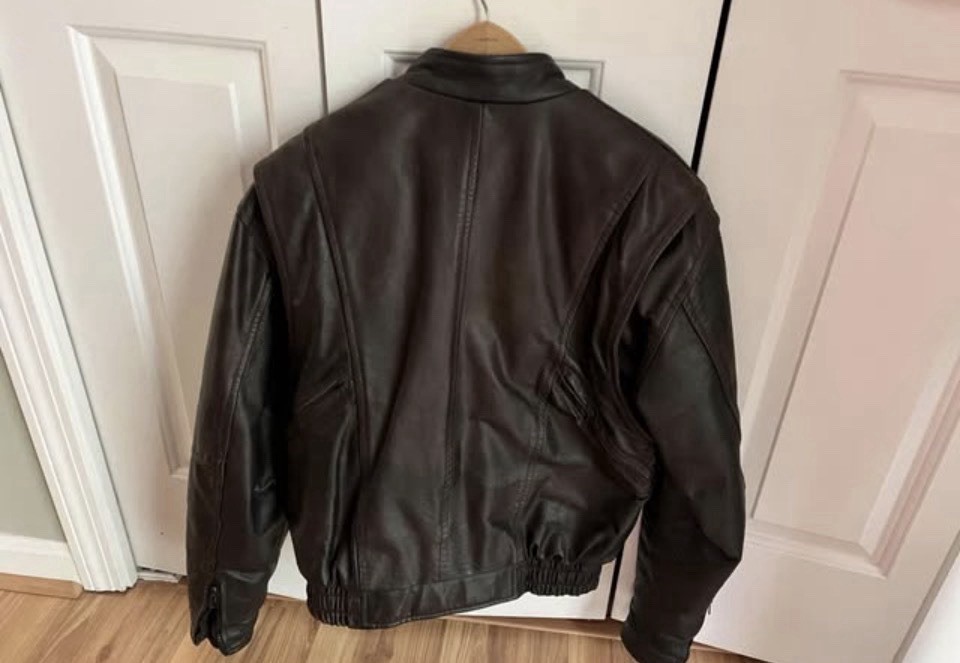 Mega Force Leather Bomber Jacket Brown Thinsulate… - image 1