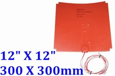 Silicone Heater 3D Printer Heated Bed Cut Corners Build Plate 12" X 12" 24V 400W