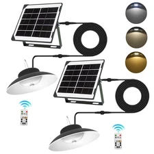 2Pack LED Solar Pendant Lights In/Outdoor Gazebo Porch Hanging Shed Lamp Garden