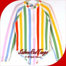 NWT HANNA ANDERSSON SUNBLOCK 1PC RASHGUARD SWIMSUIT RAINBOW STRIPE 140 10