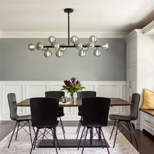 16-Light Black Globe Sputnik Dining Room Chandelier Mid Century Linner Kitchen