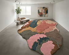 Abstract Hand Tufted Wool Rug Irregular Modern Shape Carpet Living Room Hallway