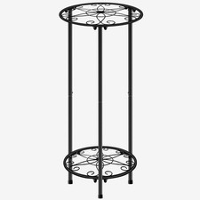 2 Tier Metal Plant Stand Indoor Outdoor Flower Pot Holder Rack Black 24 Inch