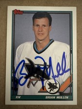 Brian Mullen 1991-92 Topps #129 AUTOGRAPHED Signed San Jose Sharks