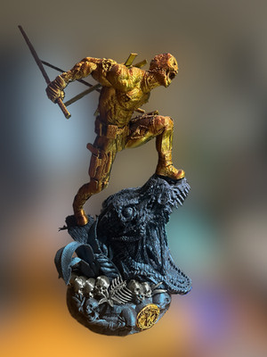 Deadpool Zombie Statue 18.5  Tall 1/12 Scale One of a Kind Color Shift Art Piece