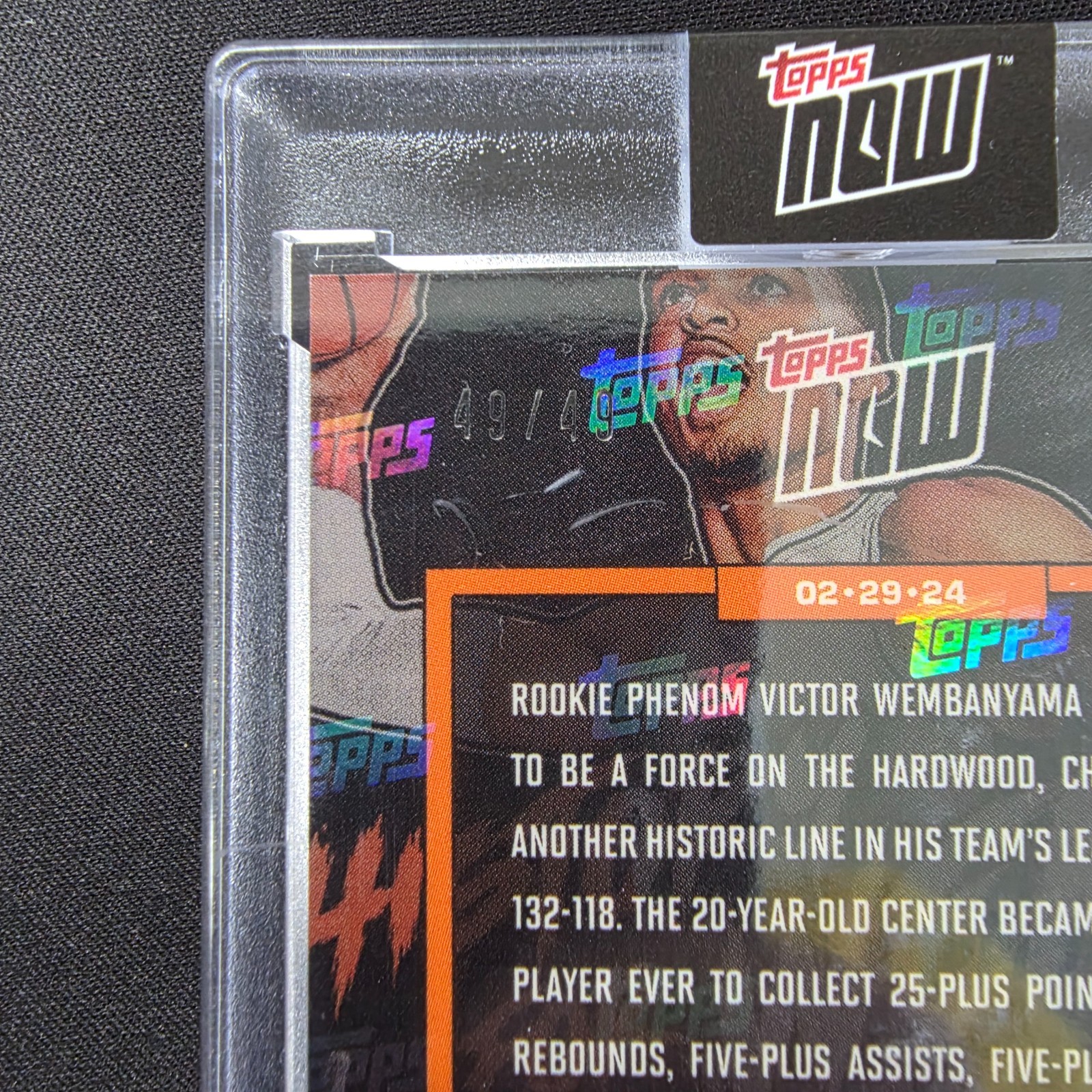 2023 Topps Now Victor Wembanyama # VW-3C On Card Auto 49/49 Rookie RC view 3