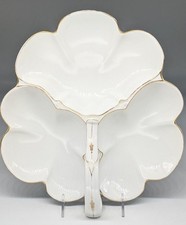 Antique porcelain three leaf condiment relish nut dish  appetizer tray bowls