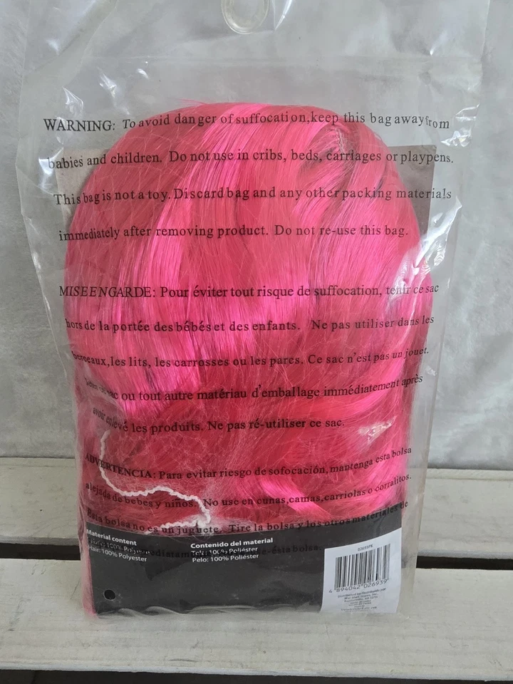 Peruca encaracolada rosa quente Halloween Cosplay NOVO - Imagem 2 de 2