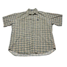Guess Mens Button Up Shirt Large Multi Geometric Vintage 90s Short Sleeve Cotton