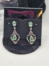 Zambian Emerald Sterling Silver Dangle Earrings NEW