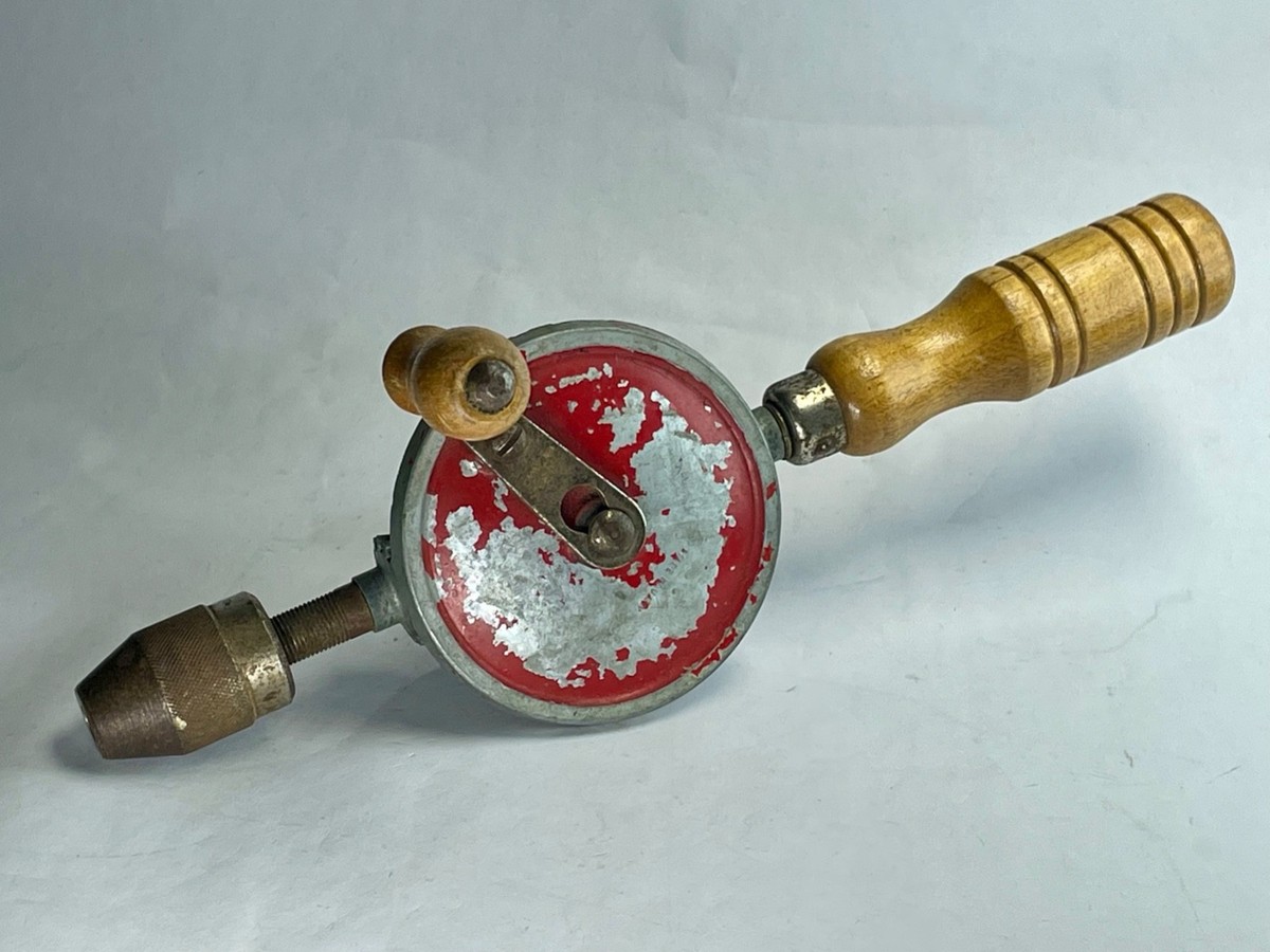 Vintage Super Rare Thor Wood Handle Hand Crank Manual Drill Made