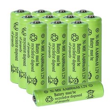 12 Packs AA Ni-MH 600mAh Rechargeable Batteries 1.2v Doulbe A Size for Outdoo...