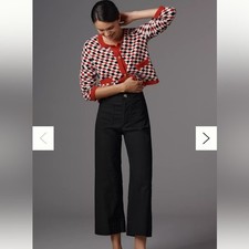 Anthropologie Maeve The Colette Magic Fabric Crop Wide-Leg Pants Black size 29