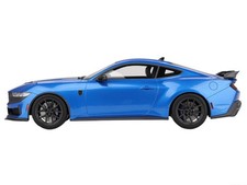 1/18 2024 Ford Mustang Dark Horse Grabber Blue Metallic with Black Hood Stripes
