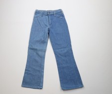 Vintage 70s Streetwear Boys 14 Distressed Wide Leg Bell Bottoms Jeans Blue USA