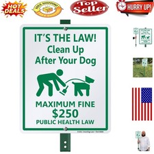 Durable Aluminum Dog Waste Cleanup Sign - Maximum Fine 250