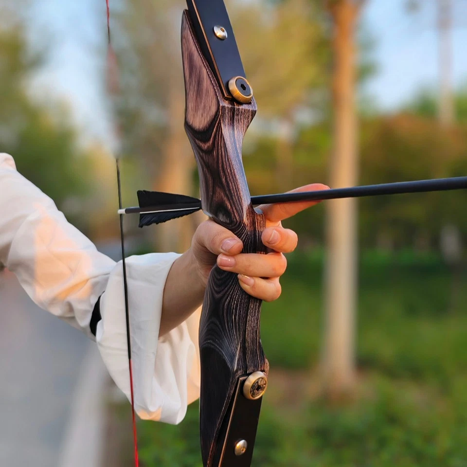 58'' Recurve Bow Set Takedown 20-50lbs Wooden Bow Limbs Archery Hunting Target - Image 2 of 4