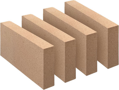 Fire Bricks, Food Grade, 3000F, 9'' X 4.5'' X 1.25'', 4-Pack, Clay Replacement