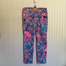 Lilly Pulitzer Kelly pants in Seas the Day blue pink fish print size 2 EUC