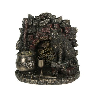 Little Wicked Conjuring Corner Bronze Finish Cat Witch Statue 5 Inches High