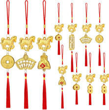12 Pcs Chinese New Year Decorations 2026 Horse Feng Shui Lucky Charms with Red T
