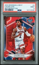 2023 Bowman U Best #2 Caleb Love Red /10 🔴 Arizona Wildcats PSA 9 POP 1