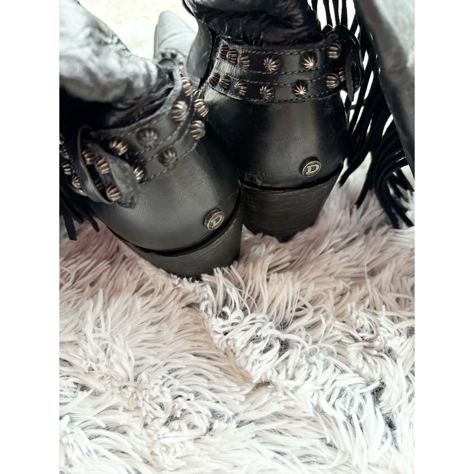 Double D Ranch Jet 黑色条纹高筒靴 二手状况完好 9 B 码 — 第 3/4 张图片