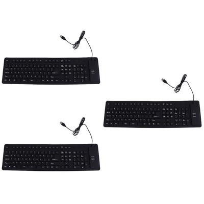  3 stücke Silikon Falttastatur Roll Up Tragbare USB-kabelgebundene Tastatur für