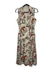 NWT Elie Tahari Linen Blend Floral Botanical Print Midi Dress Classic Size 8.