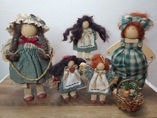 5 VINTAGE LADIE  FRIENDS LIZZIE HIGH WOOD Dolls Folk Matching 10 And 6" 1989