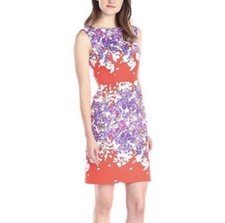 Adrianna Papell Women Floral Sheath Dress Size 8 Party Cocktail Colorful