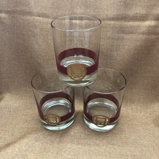 Vintage Cera Lowball Whiskey Glassess (3) Red Band Made in USA 1950-60's 4" T