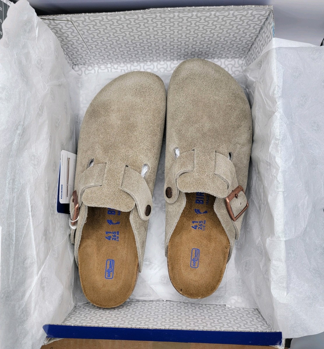 Men\'s Size 11 Narrow Width New Damaged With Box Taupe Birkenstock Boston Clog Mens Birkenstock Boston Soft Footbed Clog - Taupe | Journeys main image 2