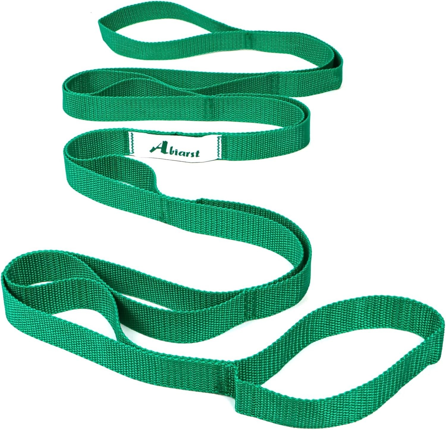 Stretching Strap Yoga Straps for Physical Therapy, 10 Loops Non-Elastic Green