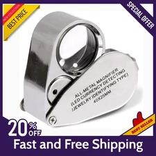 40X Jewelers Loupe Jewelry Loop Coin Magnifier Light Pocket LED Magnifying Glass
