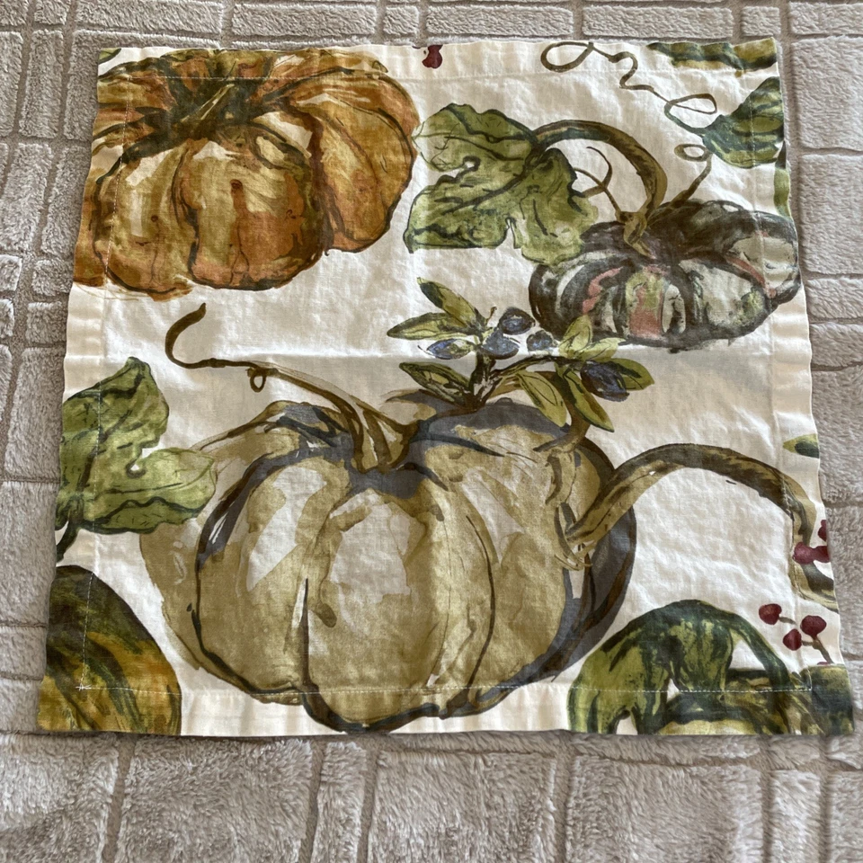 Servilletas de tela Pottery Barn calabaza de otoño calabaza 18,5 x 19,5 Foto 2 de 4