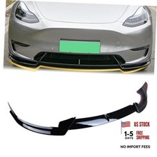Front Bumper Lip Front Splitter Spoiler Front Wing Glossy Black Model Y V Style