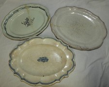Lot x3 plats anciens CUL NOIR etc. (type ROUEN...) restaurés