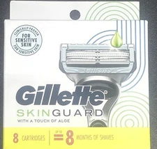 NEW GILLETTE SKINGUARD TOUCH OF ALOE 8 CARTRIDGES RAZOR REFILLS SEALED