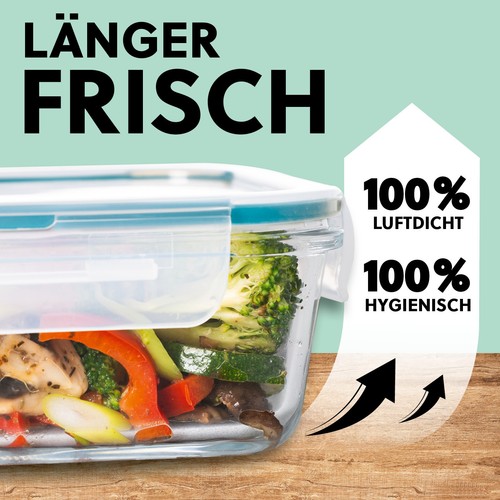Frischhaltedosen 4er Set Glas Klick-It Gefrierdosen Lunchbox Brotdose Mikrowelle - Bild 3 von 9
