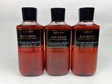 Lot of 3 Bath Body Works Bourbon Men s 3-IN-1 Hair Face Body Washes
