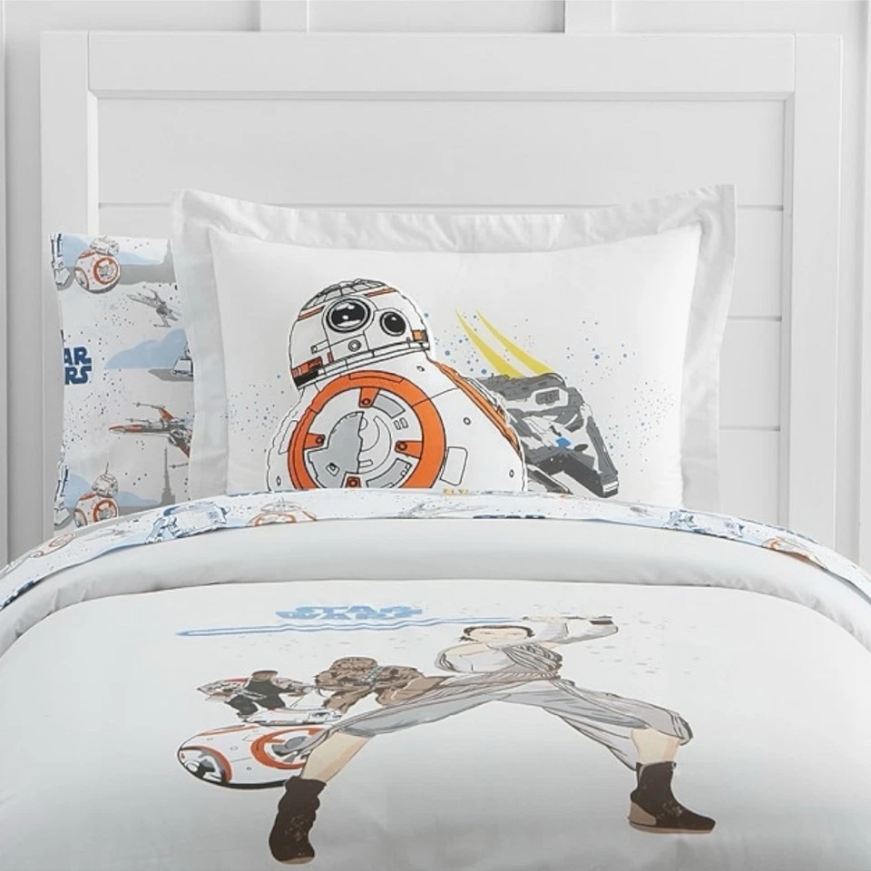 Capa de edredom branca percal de algodão lateral leve Pottery Barn Star Wars - Imagem 2 de 4