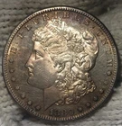 1880-s Morgan Silver Dollar Brilliant Uncirculated Frosty Devices Toned
