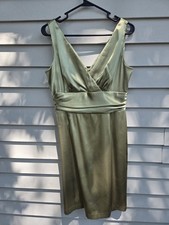 Eliza J New York V-neck Sleeveless Satin Light Green Dress Size 12P