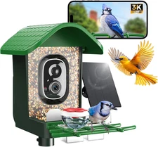 3K HD Smart Bird Feeder with Camera, 2.4Ghz Wifi Solar Powered Smart Feeder, AI 