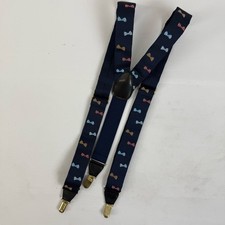 Gillmons Bow Tie Graphic Print Suspenders Navy Brown