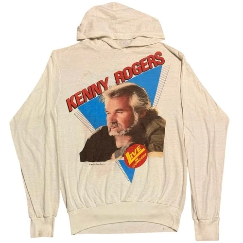 Kenny Rogers The 85 Tour Hoodie 18x25 Setlist B 1980s vintage concert t-shirt, vintage, size S, single stitch, B+ condition
