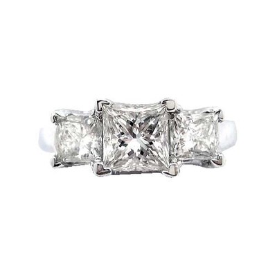 1.00 G VS2 3 STONE PRINCESS CUT LAB CREATED DIAMOND PLAT ENGAGEMENT ...