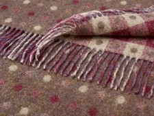 Shetland Lambswool Blanket Throw - Grape Purple Spot Reversible - Bronte by Moon