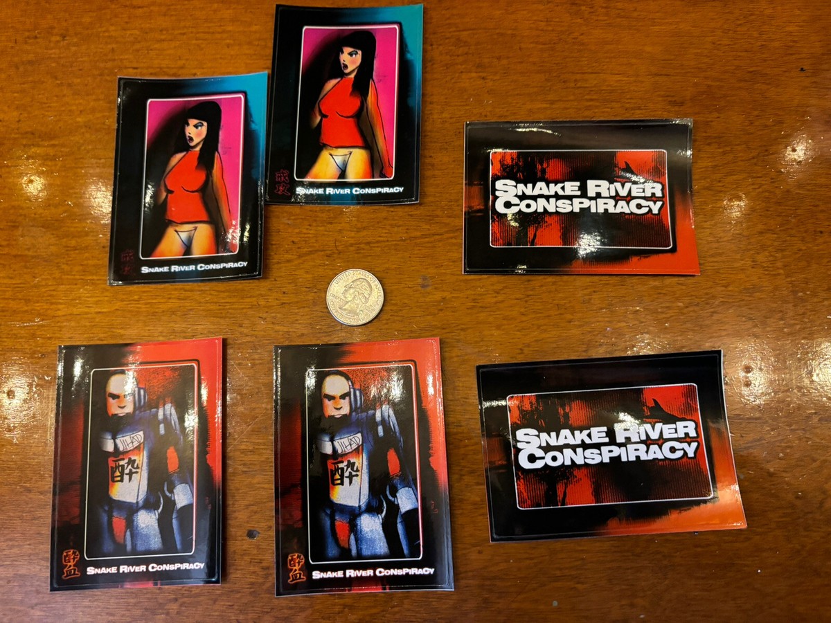 Snake River Conspiracy Stickers ( Lot of 6 ) . + Free Flag Sticker